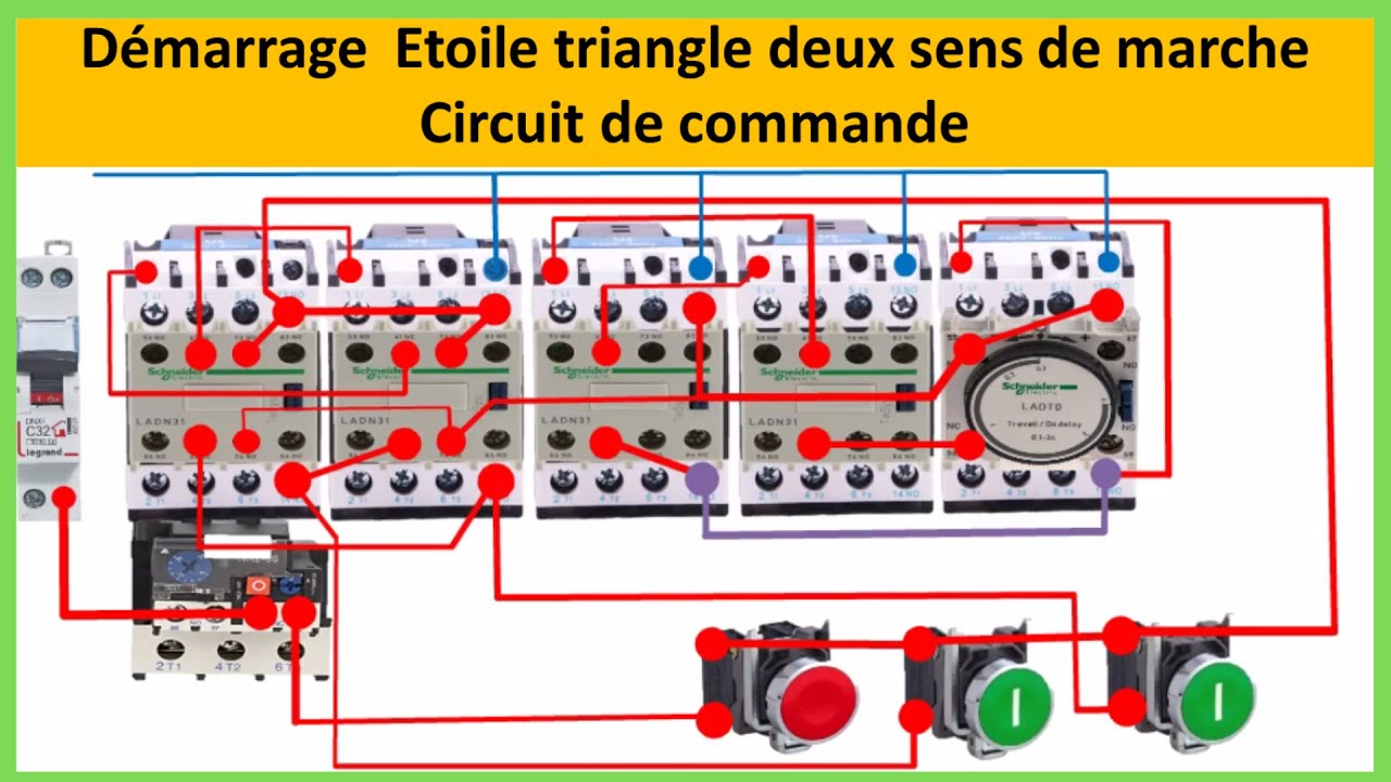 DEMARRAGE ETOILE TRIANGLE DEUX SENS DE MARCHE (circuit de commande)