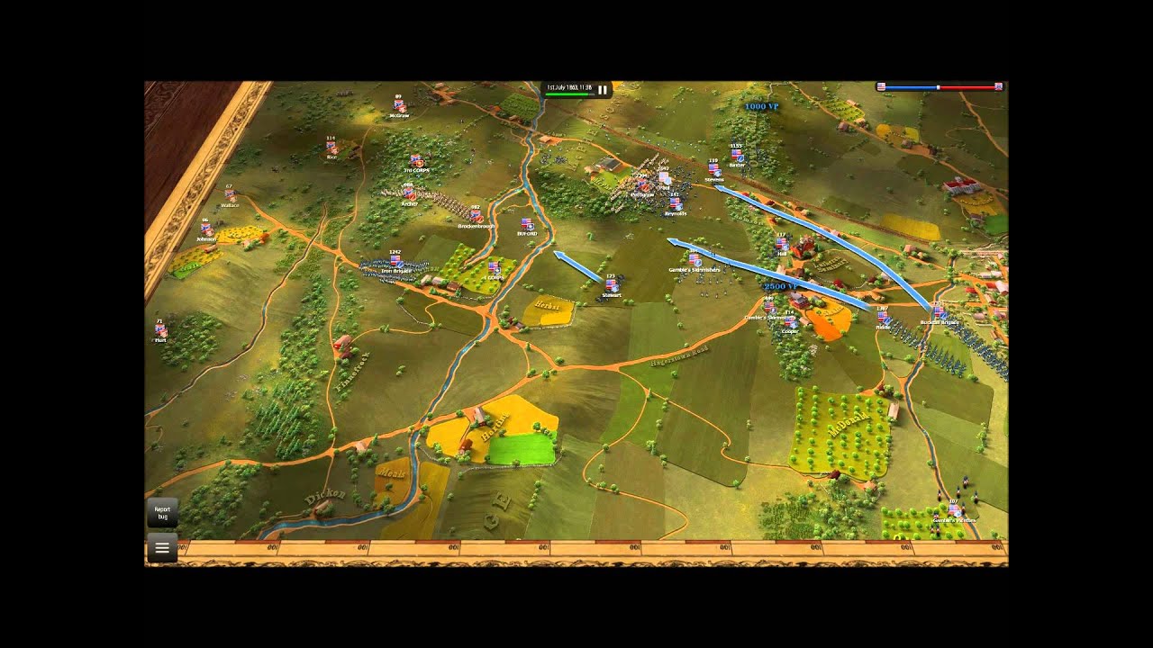 Ultimate General: Gettysburgh, early access, scenario 1 (union, defensive), full length
