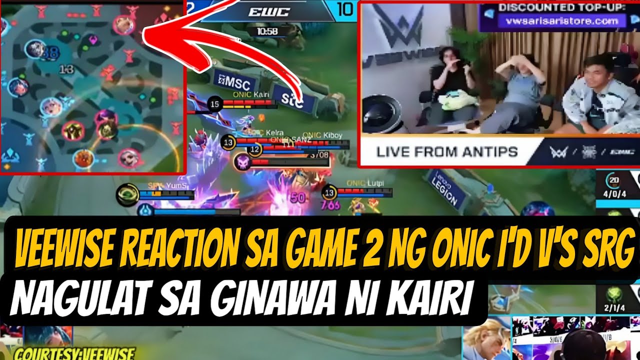 VEEWISE REACTION sa game 2 ng ONIC I'D vs SRG nagulat sa ginawa ni kairi! 