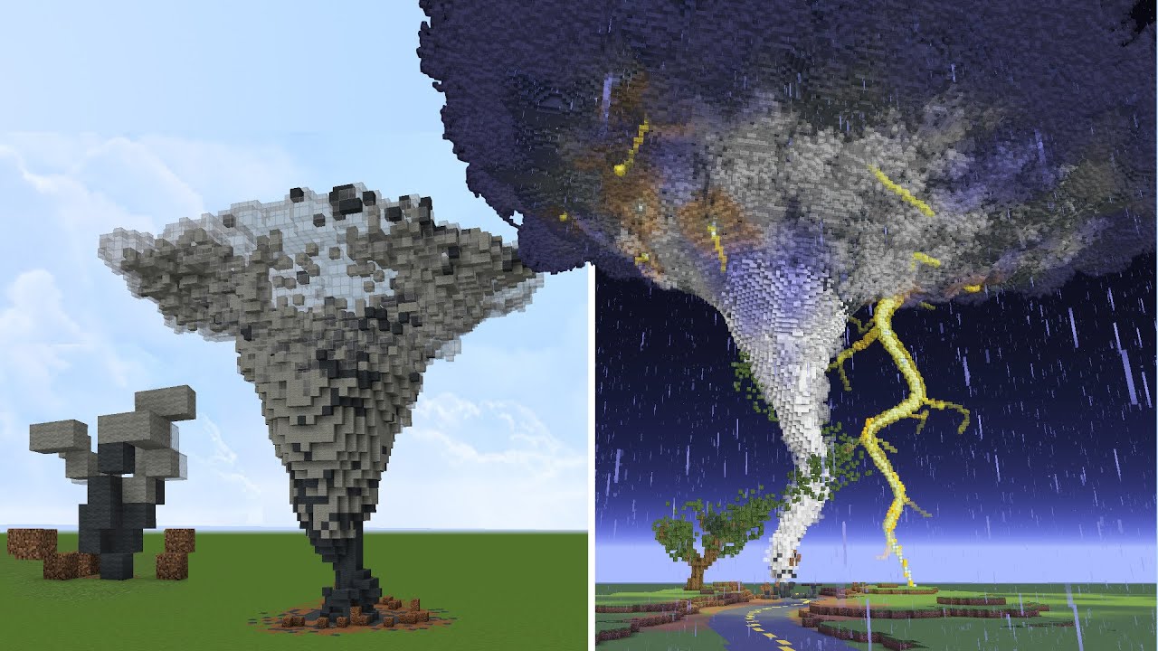1 Minute, 10 Minutes, 1 Hour Minecraft Build Challenge | Tornado