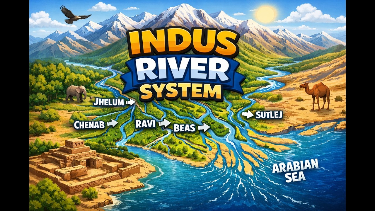 Indus River System in 10 Minutes | Complete Map, Tributaries, Indus Water Treaty | UPSC Prelims 2026