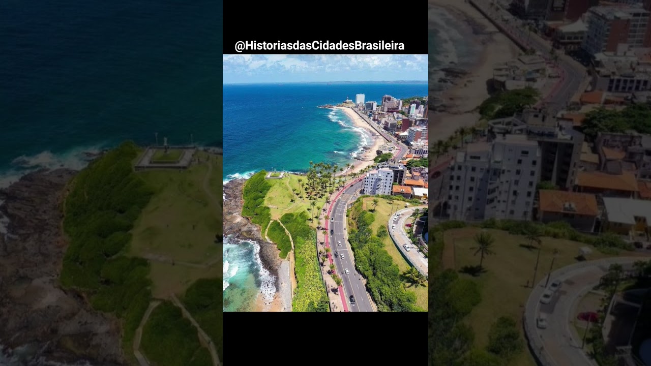 Praia de Salvador BA vista por cima #bahia #amobahia #estadodabahia #curiosidades #praia #natureza