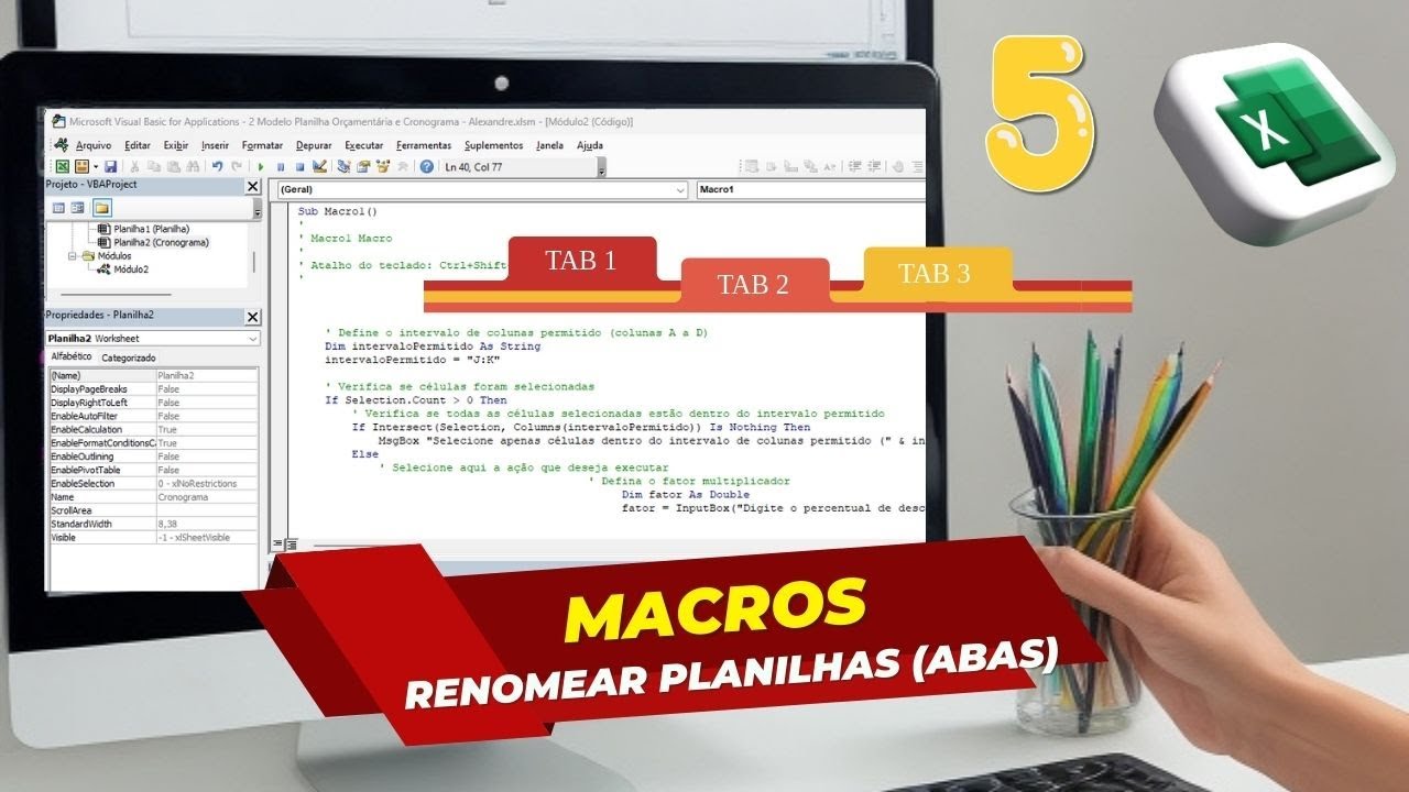 Como Criar um Código VBA para Renomear Instantaneamenteas as Abas de uma Planilha no Excel - Macro
