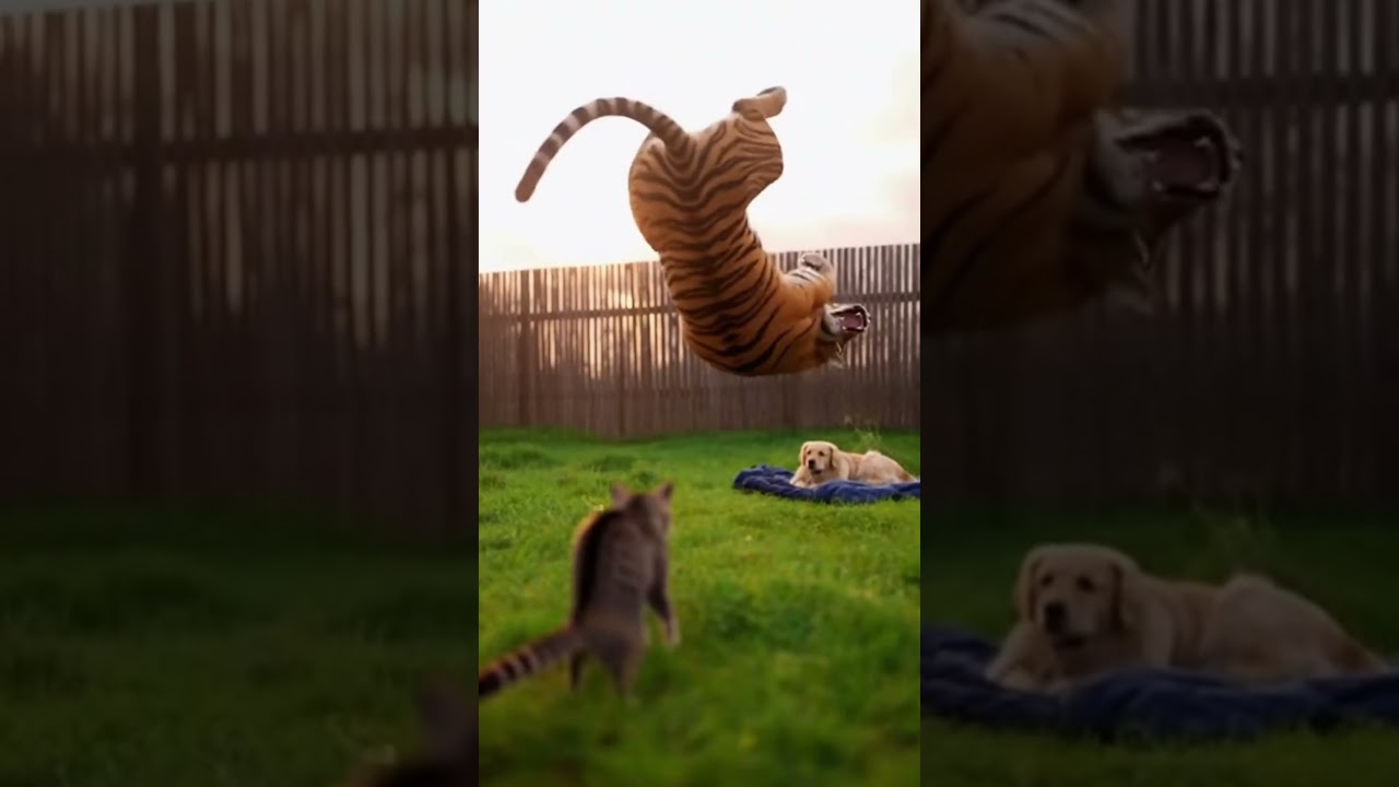 cat vs tiger ，danger  