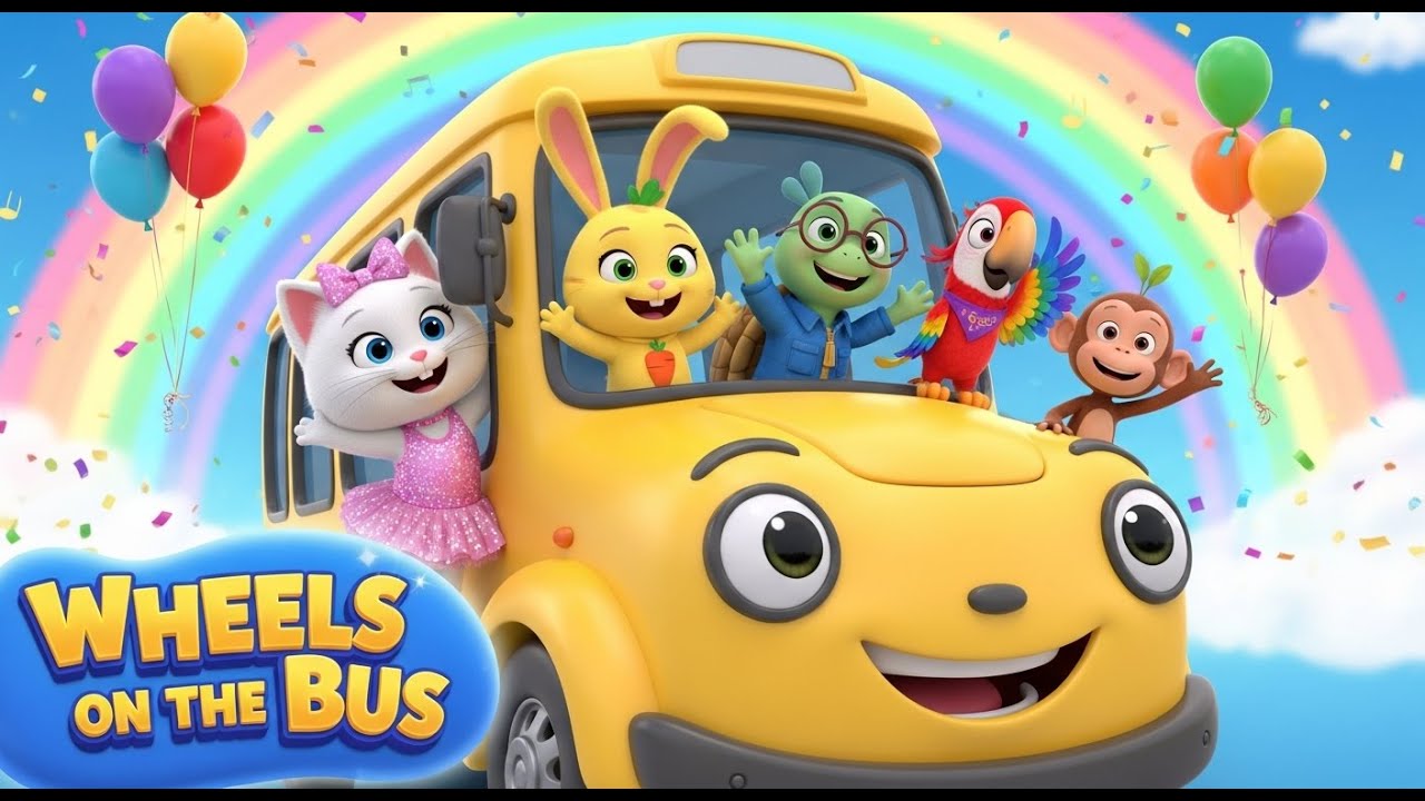 Wheels on the Bus 🚍 | Fun Animal Friends Nursery Rhyme Song for Kids 🎶