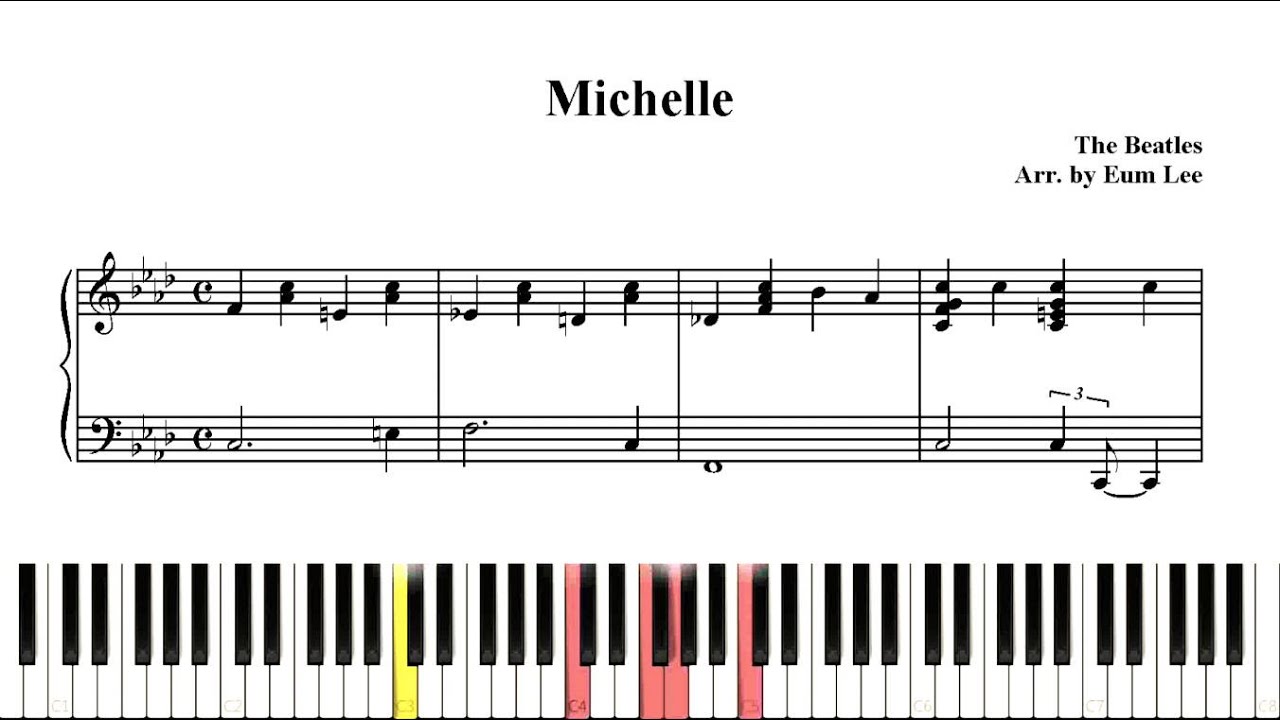 The Beatles - Michelle (Piano Cover & Sheet & Screen)