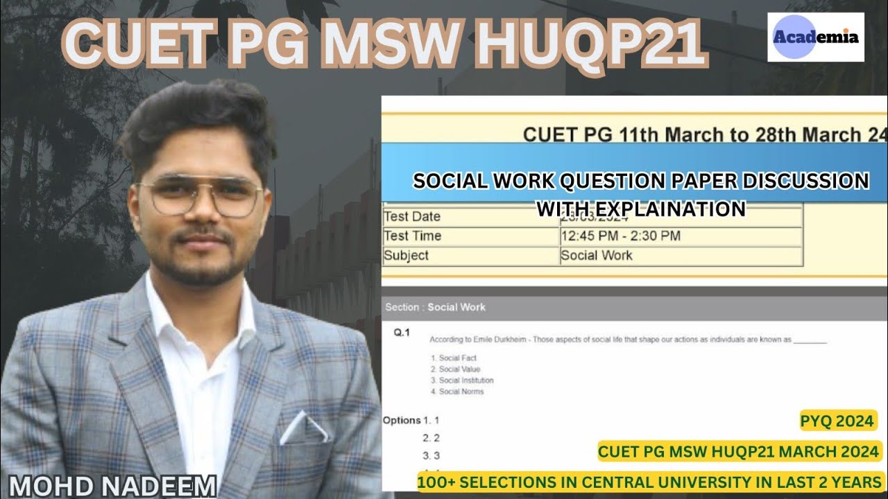 NTA CUET PG MSW HUQP21 Questions Paper | @AcademiaSocialWork  #msw  | Mohd Nadeem #cuet #pg #pyqs