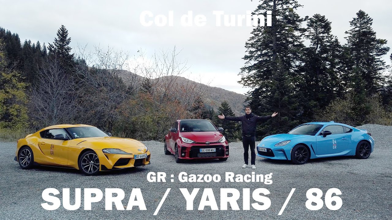 TOYOTA GR -  YARIS GR , GR86 , GR Supra - Toute la gamme à fond sur route fermée Col de Turini !