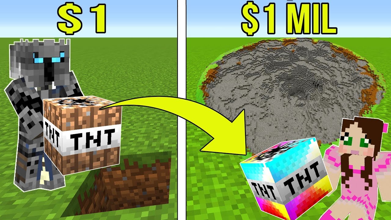 Minecraft: 1 доллар TNT против 1 000 000 долларов RAINBOW TNT!!! Мини-игра с крафтом