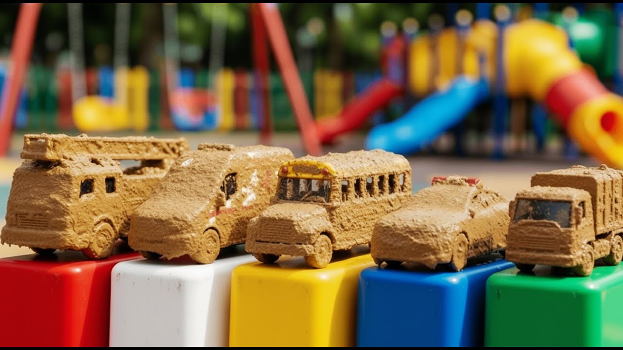 Muddy Toy Cars Car Wash Song  Learn Colors & Street Vehicles for Kids