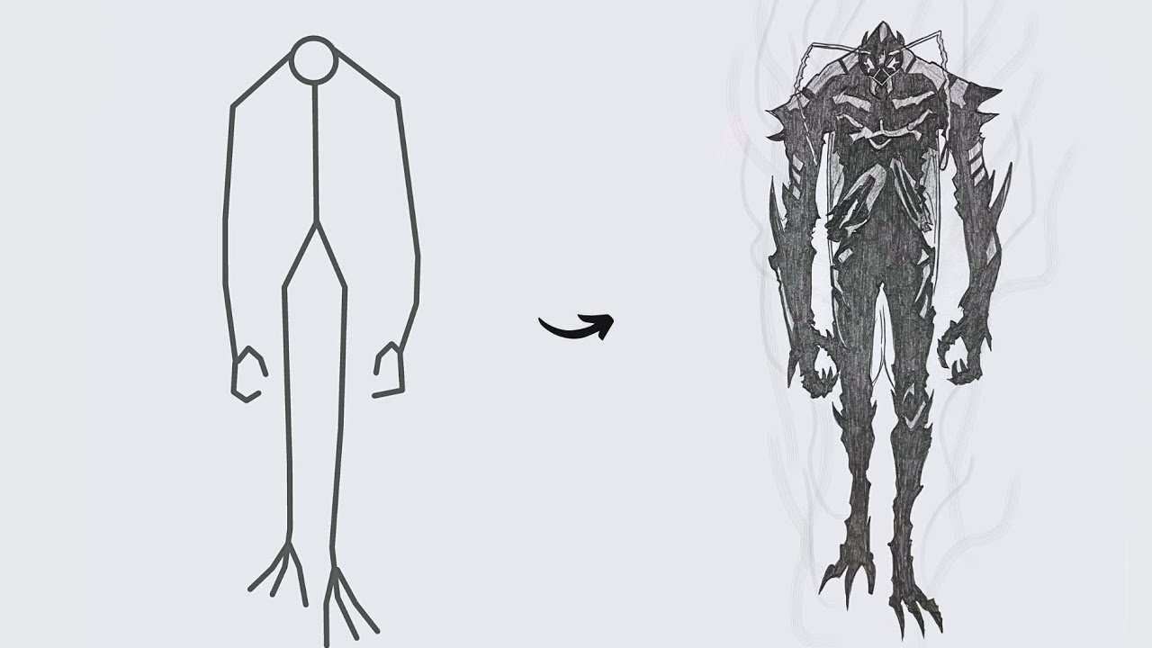 How to draw Beru Full Body out of Stick Man | Easy Step by Step | Solo Leveling