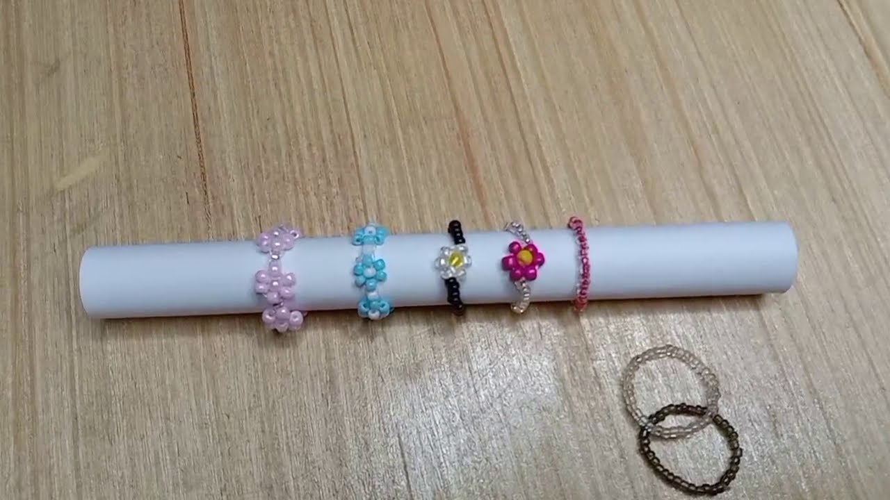 TUTORIAL MUDAH MEMBUAT CINCIN BUNGA DARI MANIK MANIK 🌻🌻🌻