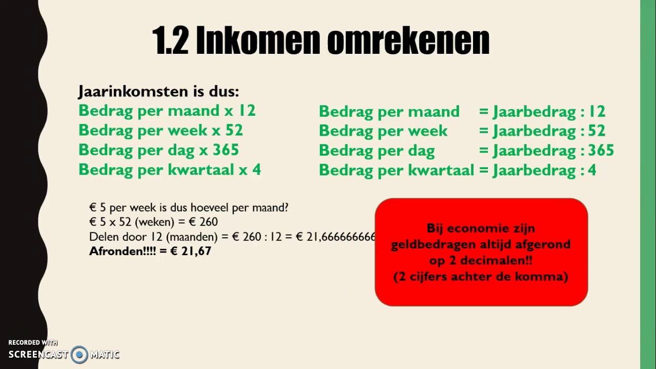 Omrekenen van maanden en dagen bij economie