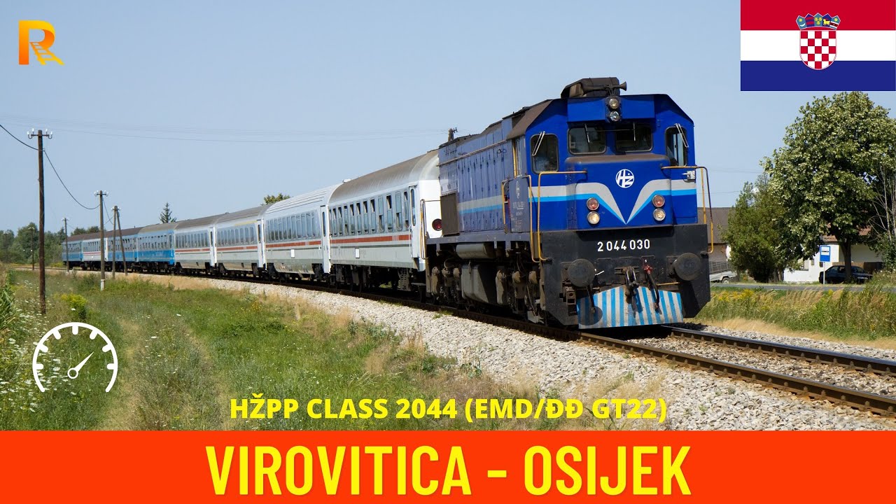 Cab Ride Virovitica - Osijek (Croatian Railways) train drivers view 4K