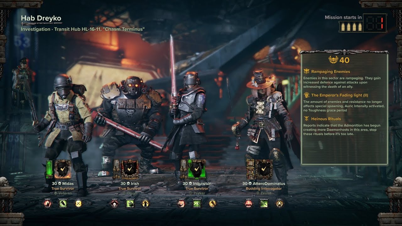 Auric Havoc 40 ║ Hab Dreyko ║ Psyker Purgatus + Force Greatsword Mk VI 1.8.4 #Darktide #warhammer40k
