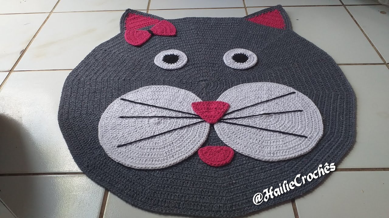 TAPETE INFANTIL GATINHA  EM CROCHÊ #TAPETEINFANTIL  #TAPETEGATINHA #hailiecroches🐈🐈