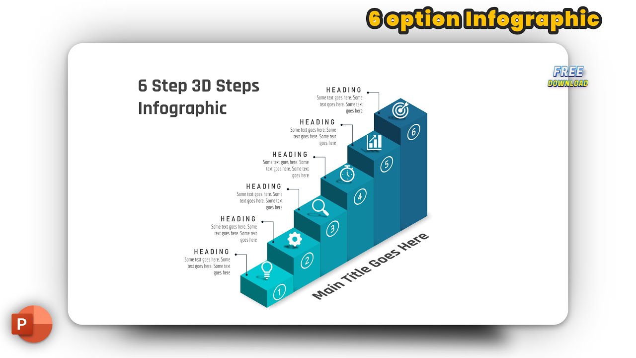 89.Free Download PowerPoint 6 Option 3d Step Business Infographic Design