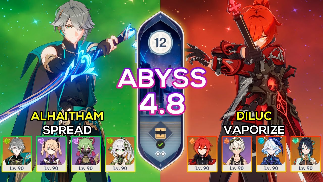 C0 Alhaitham Spread & C4 Diluc Plunge - Spiral Abyss 4.8 - Genshin Impact