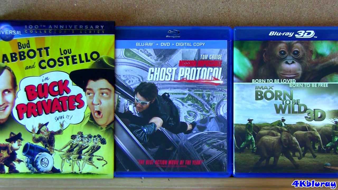 Buck Privates blu-ray, Mission Impossible 4 and Imax Born to be Wild blu ray