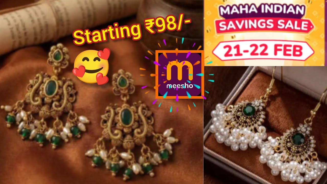 Meesho 21-22 FEB MAHA INDIAN SAVINGS SALE Party Wear Earring & Hook Chandbali Earring 👌