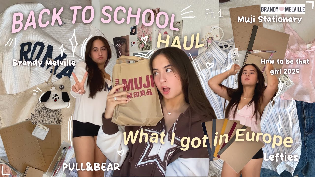 📦🎀 EUROPE HAUL *vlog* - BACK TO SCHOOL SHOPPING 2025, Muji, Brandy Melville, Lefties and Pull&Bear..