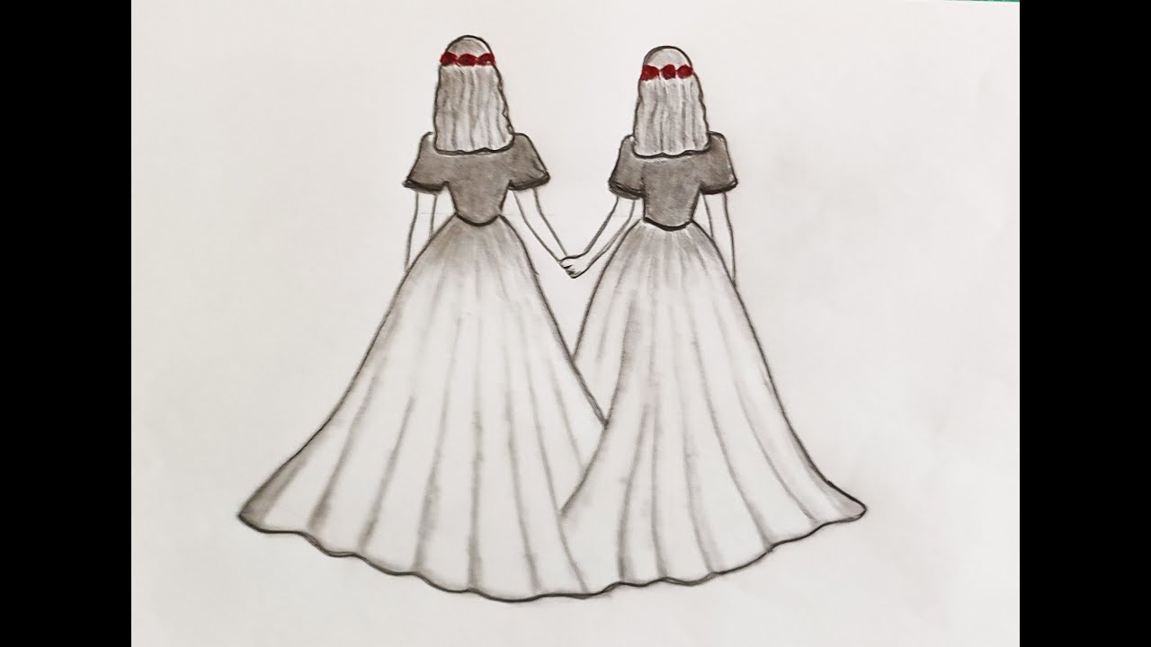 Pencil drawing of two close friends / Two girls drawing