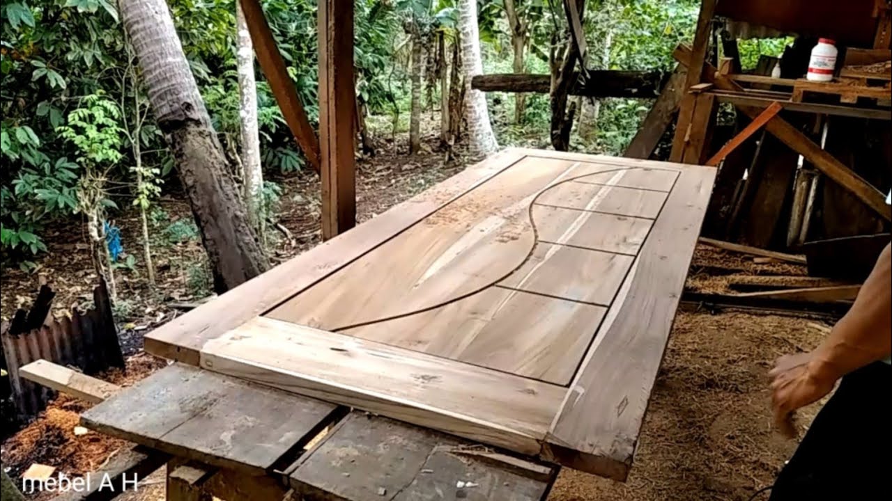 Membuat pintu minimalis kayu jati muda produksi tukang kayu ndeso