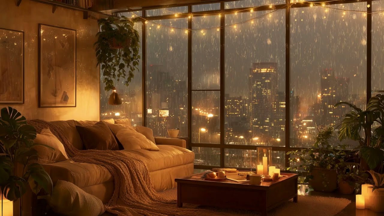Relaxing Rain in a Cozy Apartment 🌧️ 1 Hour of Rain Sounds for Deep Sleep & Relaxation