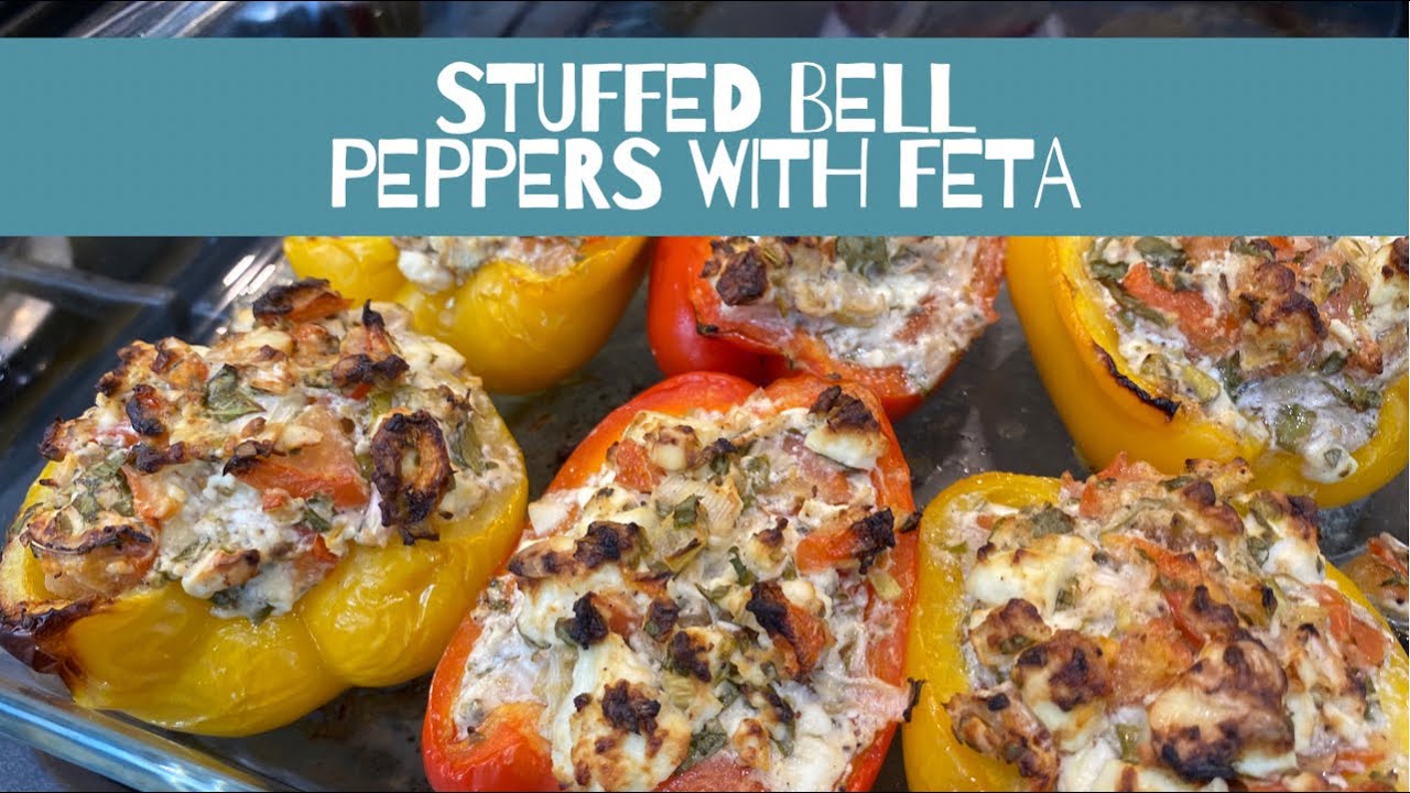 Stuffed Bell Peppers with Feta! Quick easy recipe - gluten & carb free!