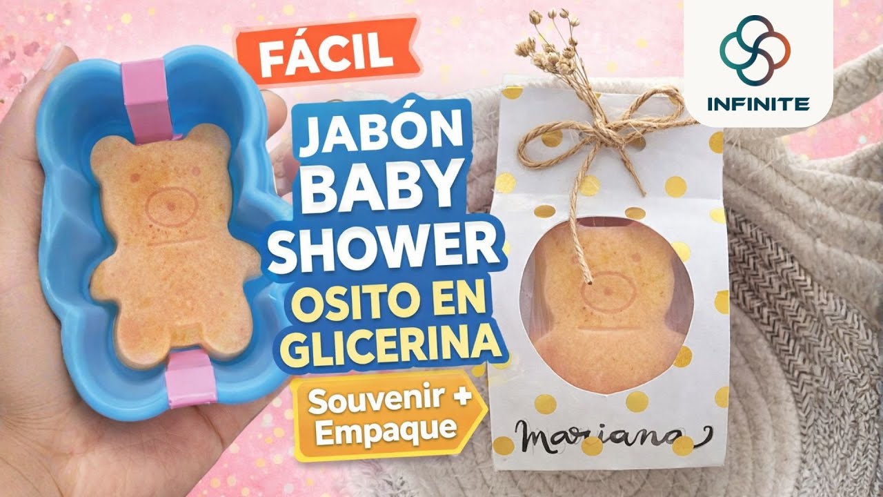 Jabón para Baby Shower: Osito en Glicerina + Empaque Souvenir (Fácil y Bonito)