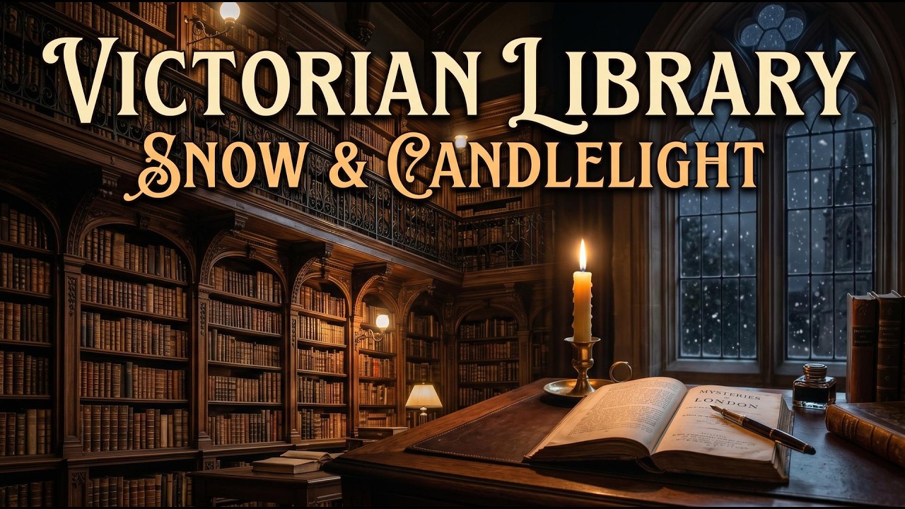 A Winter Night in a Victorian Library | Candlelight, Snow & Quiet Reading | Visual Poem