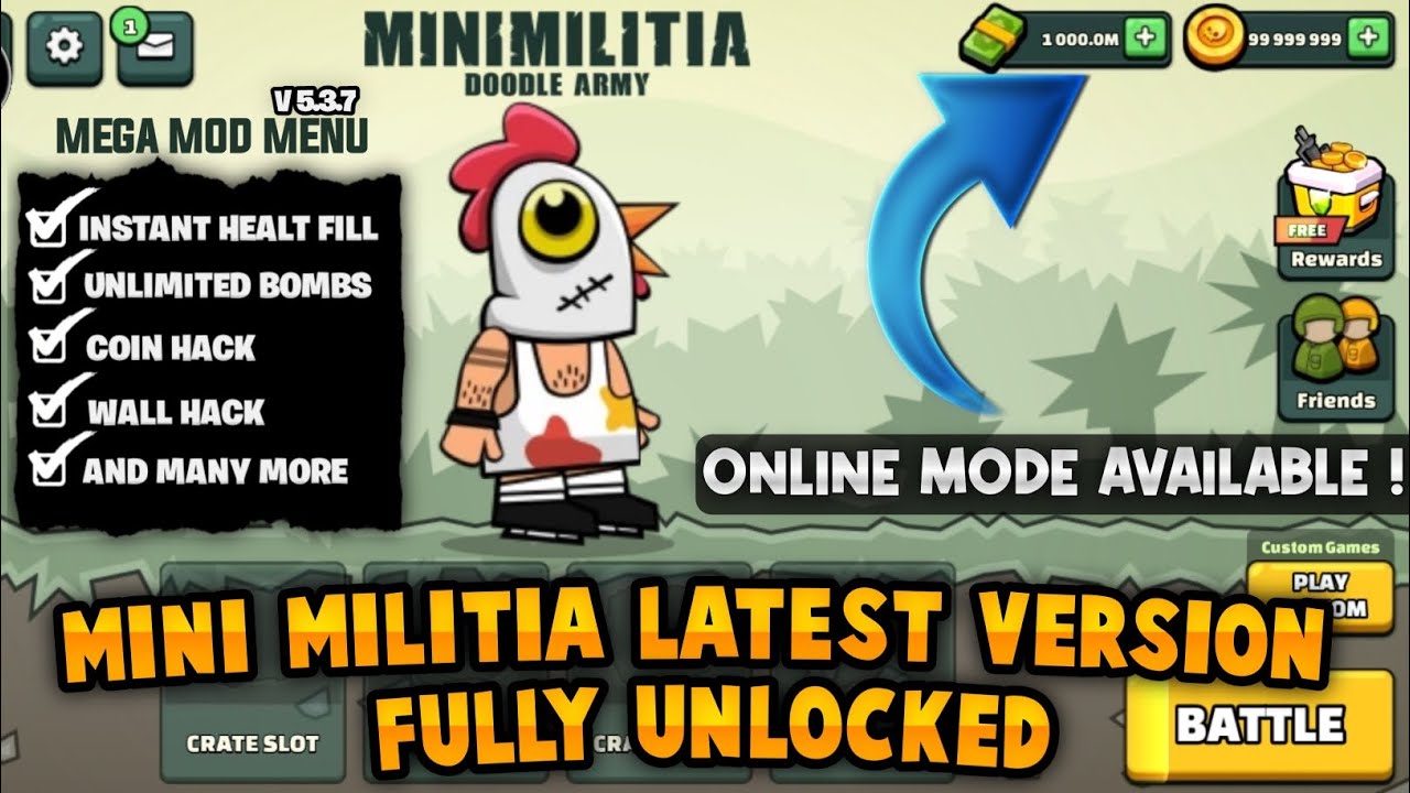 How to download mini militia latest version 5.3.7 hack unlimited ammo and nitro with online mod
