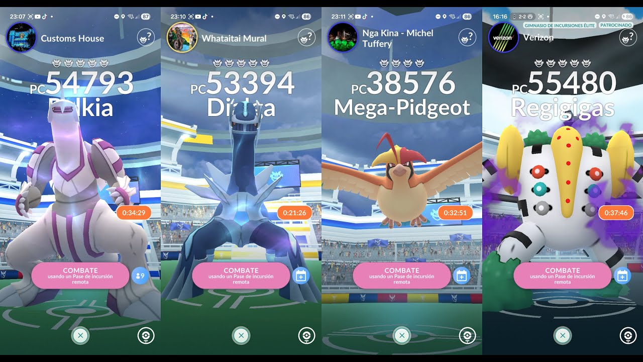 Invitaciones a DIALGA PALKIA REGIGIGAS OSCURO y más Incursiones Pokemon GO live Remote raid invites