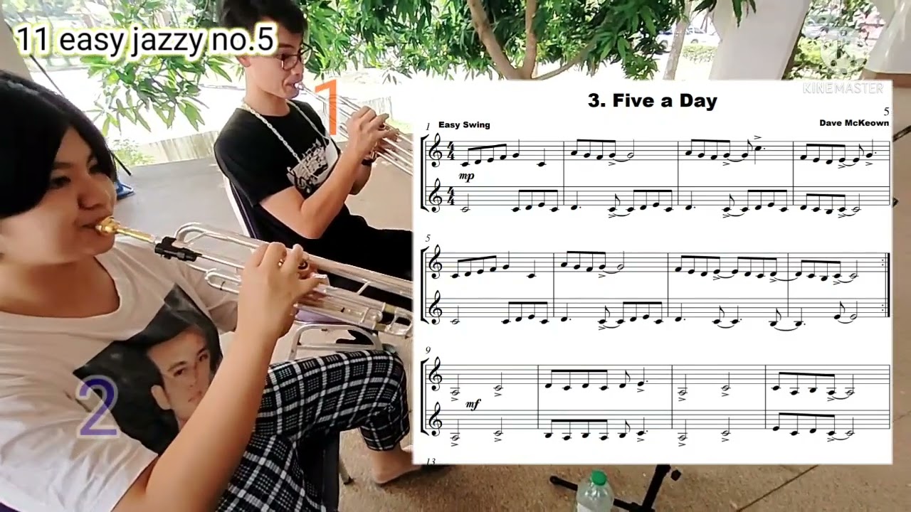 Trumpet duets, 11 easy jazzy no.5 #trumpet #duet by mi-re trumpet 🎺