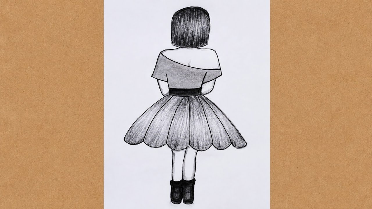 Easy Pencil Sketch of a Cute Girl back | Simple Drawing Tutorial for Beginners