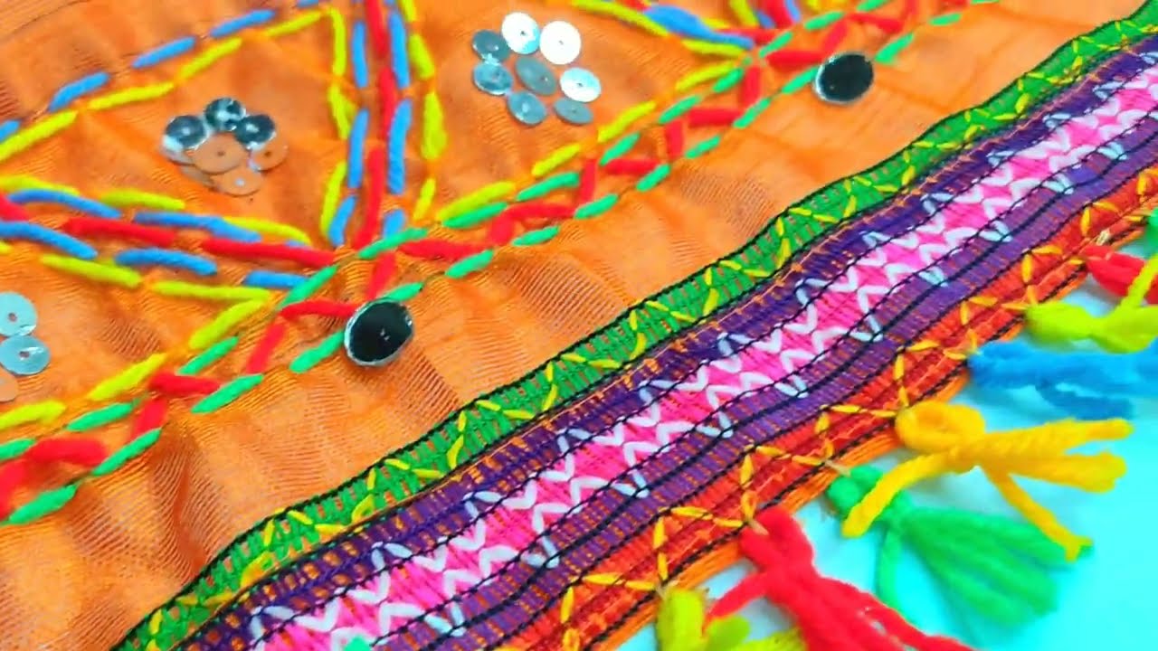 Dupatta design making at home 🏠👌 NEW IDEA ❤️ Mirror woolen work for festive season 😍