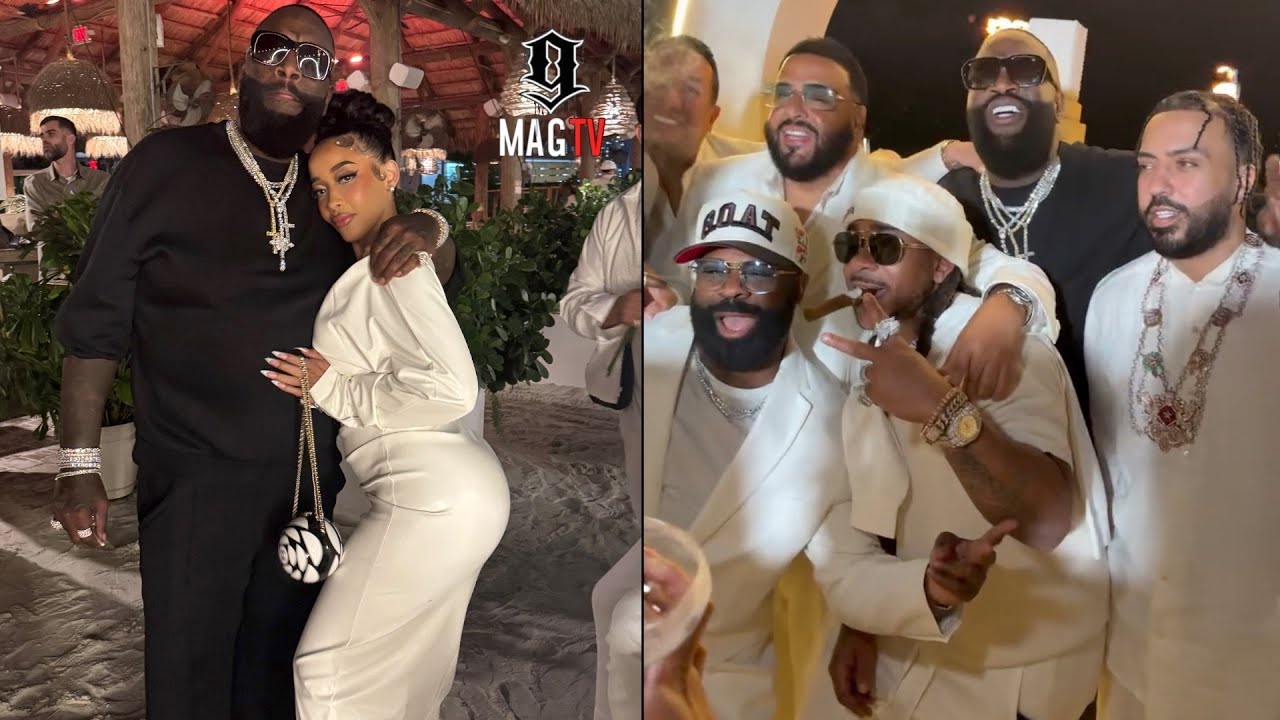 Rick Ross Host Star Studded All White 50th B-Day Beach Party After Heat Game! 🏖