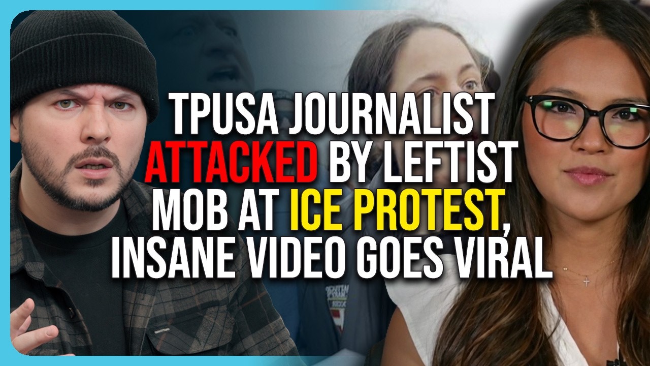 Журналистка TPUSA подверглась нападению левой толпы на акции протеста против ICE, безумное видео ...