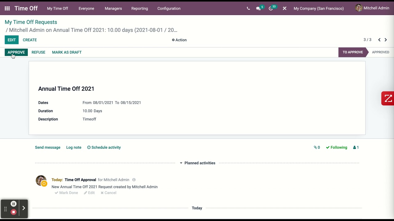 Odoo Timeoff Module