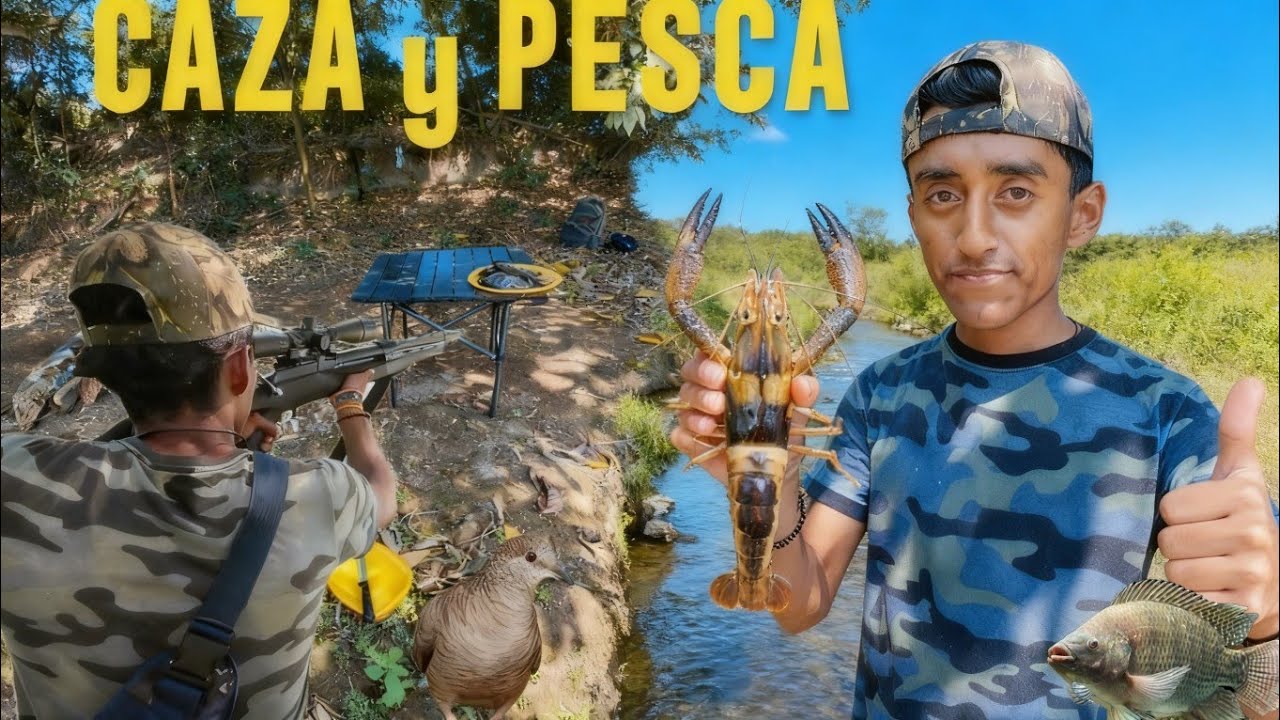 CAZA, PESCA🎣 y COCINA a orilla de RIO||BUENA AVENTURA||