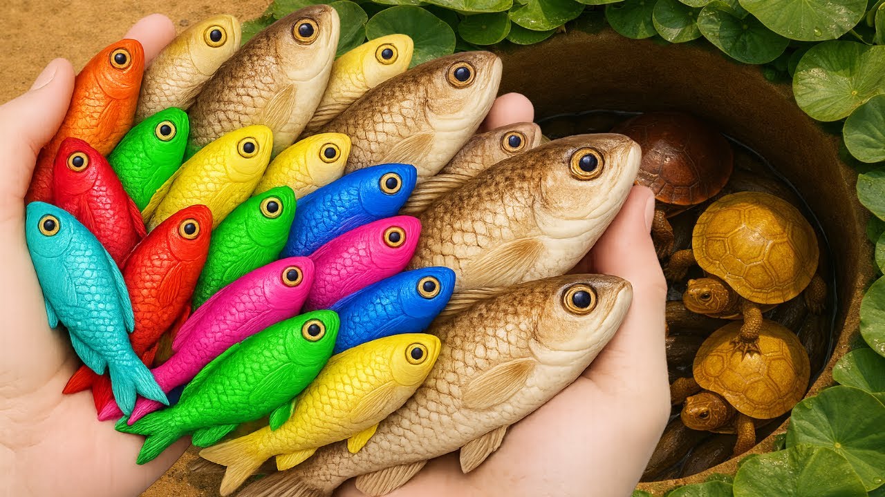 Catching Colorful Aquarium Fish in Mini Ponds | Guppy, Turtle, Eel, Betta Fish,  Snail, Goldfish