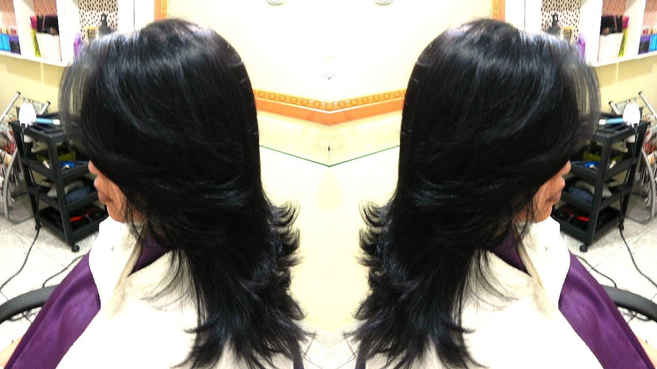 Corte cabelo longo degradê em camadas e franja lateral