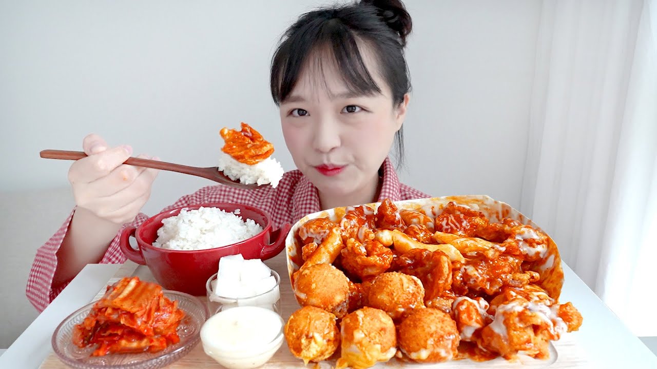 처갓집 슈프림양념치킨 치밥 먹방❤️ 하 흰쌀밥에 슈프림양념 순살 어찌나 먹고싶던지🤦‍♀️ ft. 슈프림 골드 치즈볼 REALSOUND MUKBANG | korean chicken