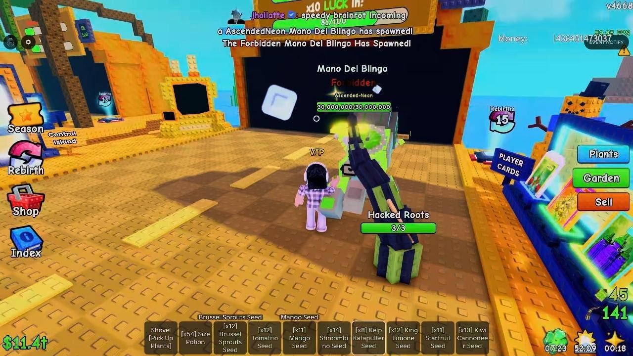 Plants vs brainrots admin abuse Saturday 14th march 2026 hope u all enjoyed love yall thx for coming
