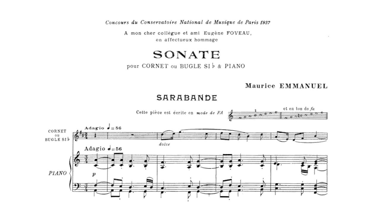 Maurice Emmanuel – Cornet Sonata