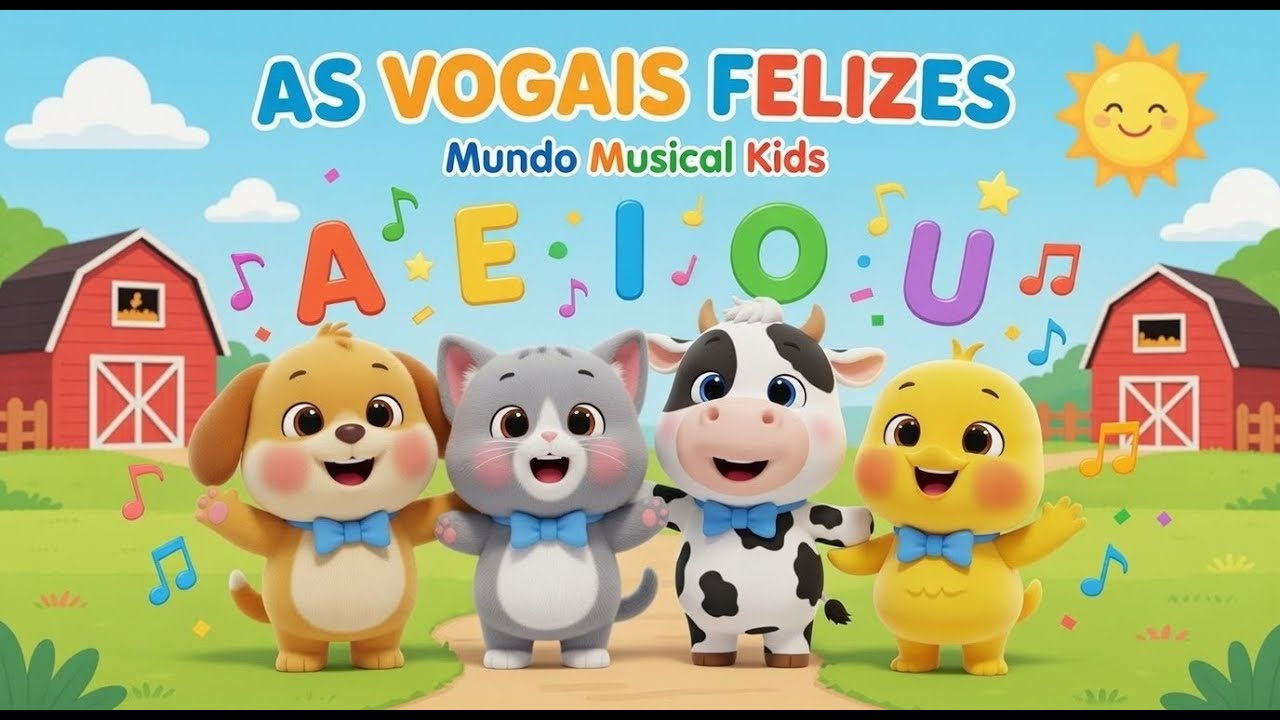 🎵 As Vogais Felizes | A E I O U | Música Infantil Animada | Mundo Musical Kids #youtubekids
