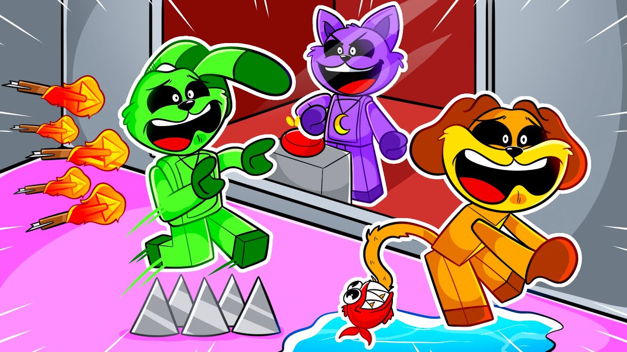 DogDay FUGINDO das ARMADILHAS do CatNap no Roblox - Deathrun