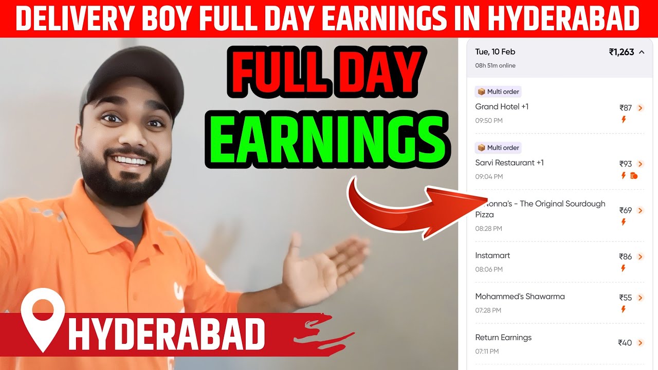 Swiggy Delivery Boy Job Income in Hyderabad || Full Day Live Earnings 🤑 #deliveryjob #swiggy #vlog