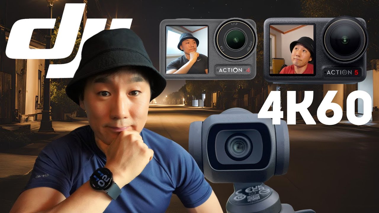 4K60 — DJI Action 5 Pro против Action 4 против Pocket 3 | Вечернее сравнение