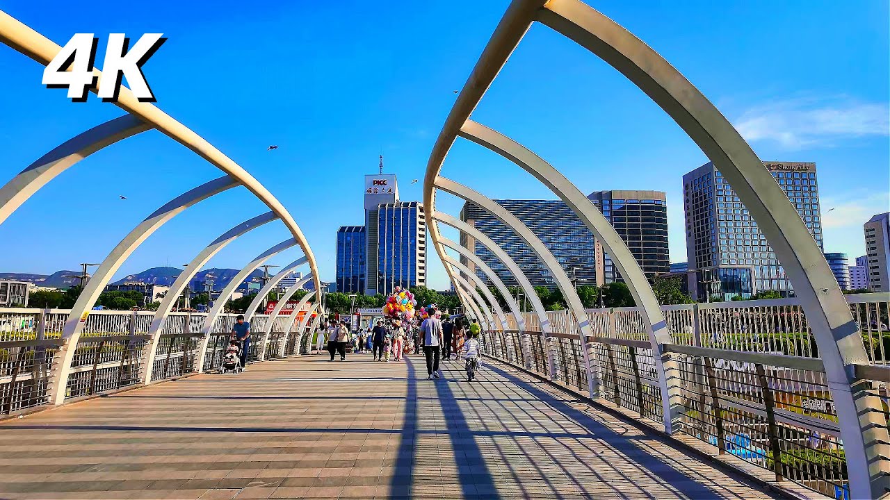 China's Second-tier City on May Day Golden Week Bustle, Walking Tour of Downtown Jinan, Shandong 4K